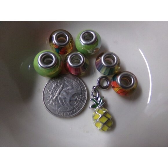 Mixed Color Large Hole Beads and Spacer Charm Set - Picture 2 of 2